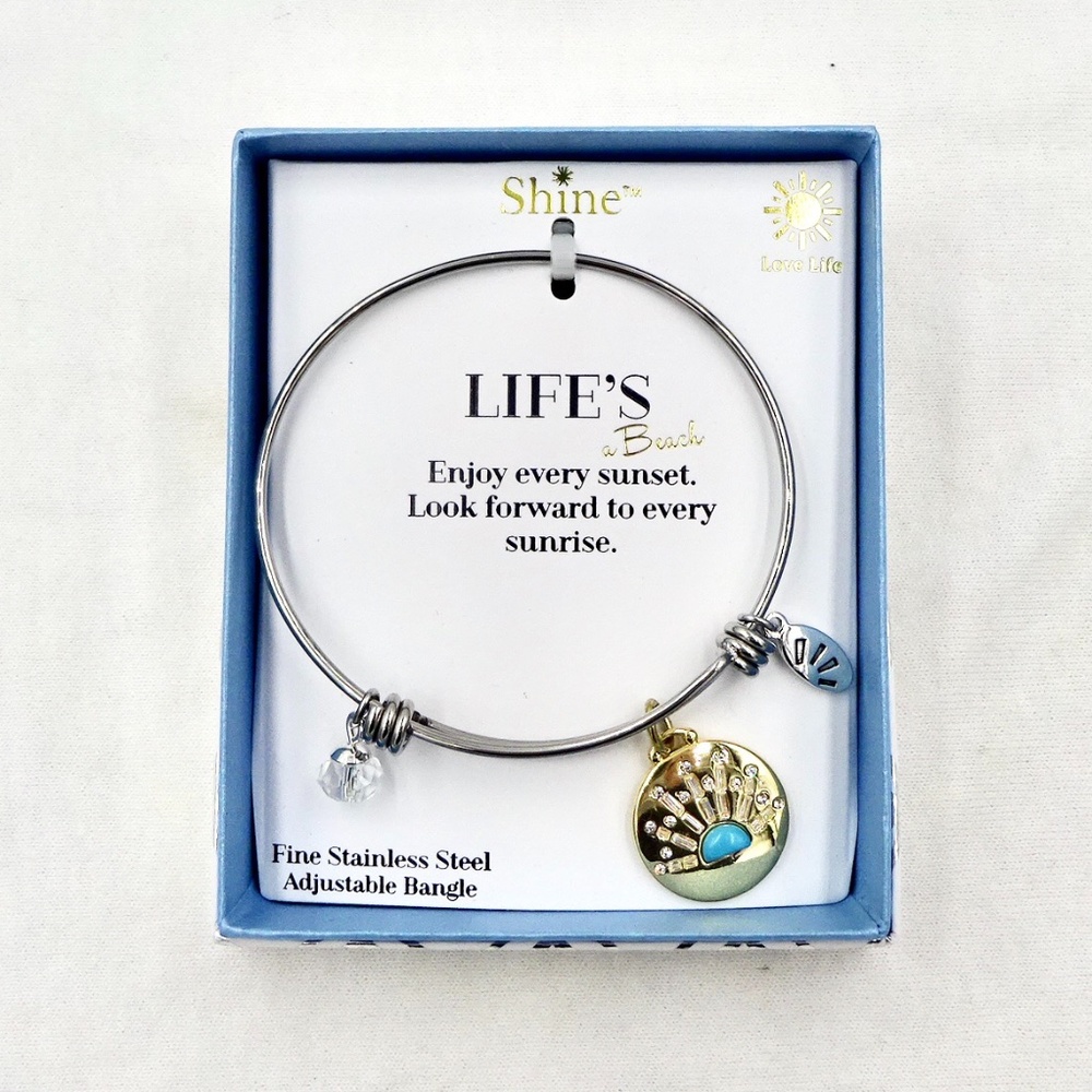 SHINE Life's A Beach Stainless Steel Bangle NIBWT